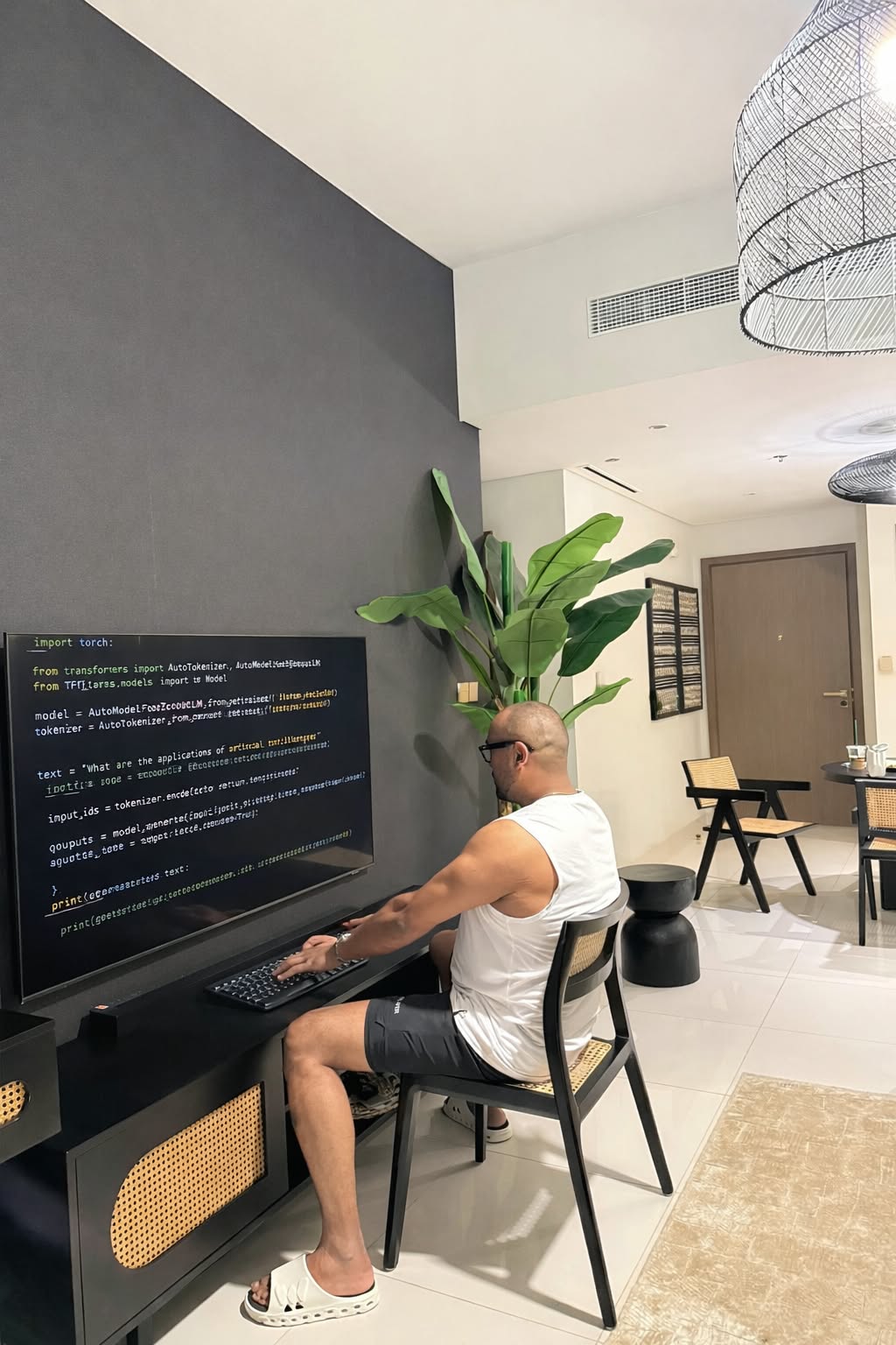 Mohamed Sameer Ismail working on AI model code