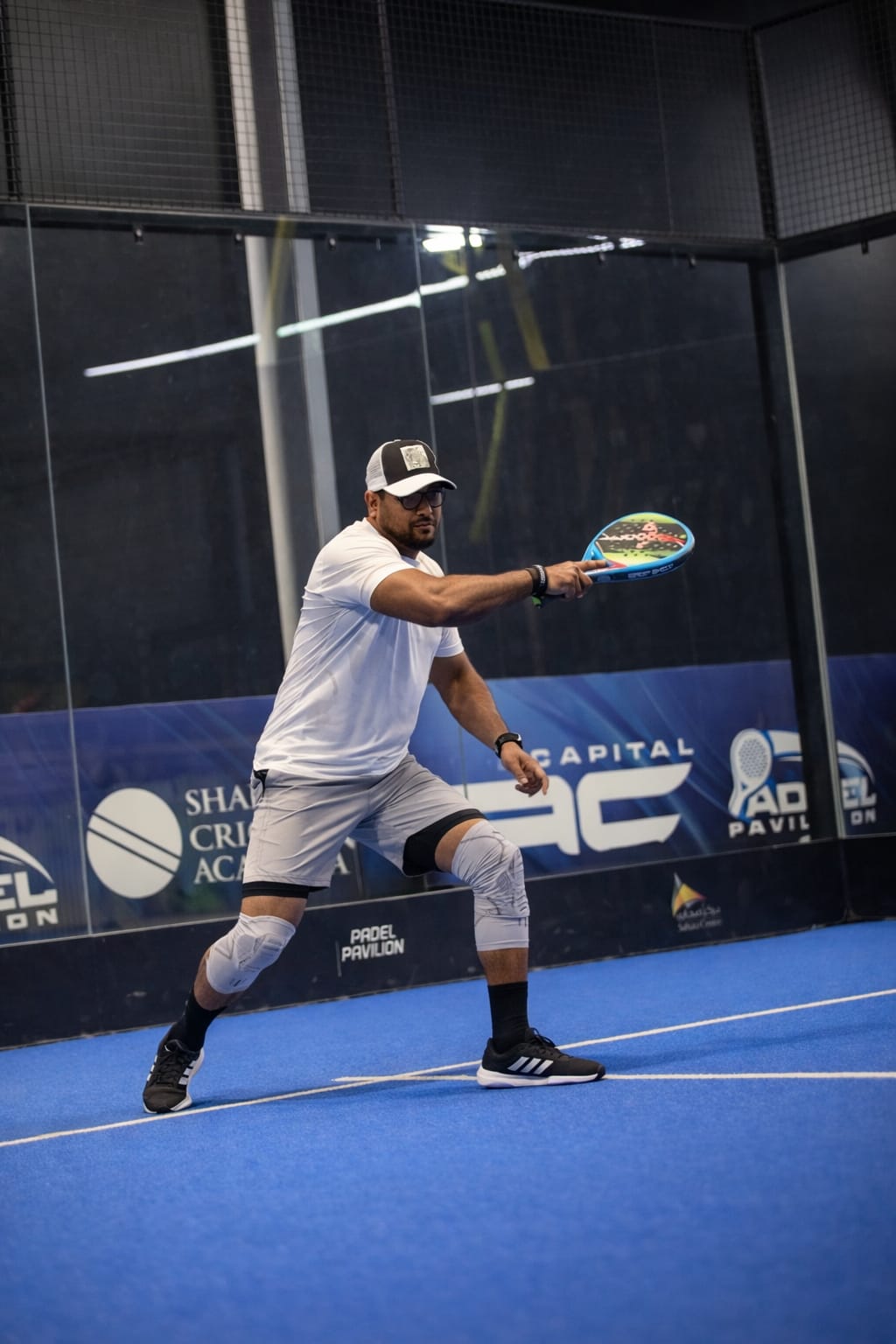 Mohamed Sameer Ismail playing padel at Padel Pavilion