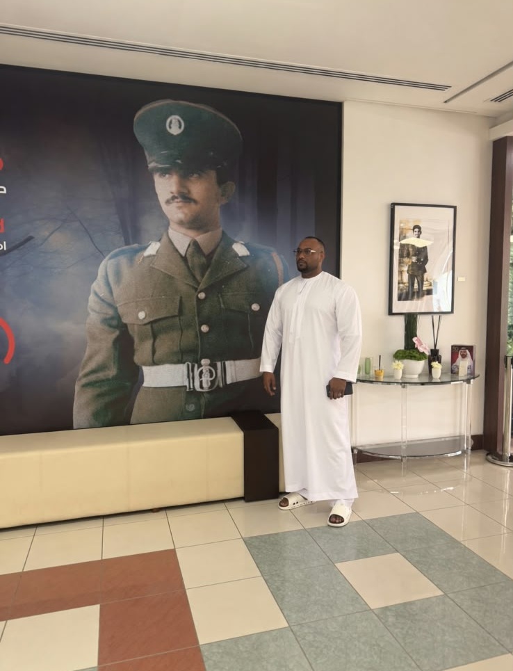 Mohamed Sameer Ismail viewing a historical display during a visit to Dubai Police